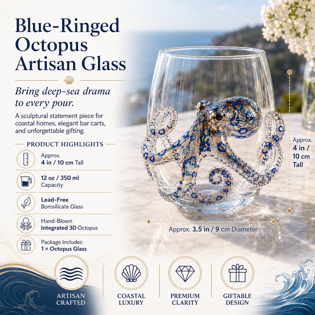 🔥 Last Day 66% OFF – 🌊 3D Ocean Animal Artisan Glassware Collection