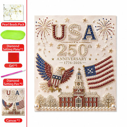 🔥Limited Edition, Only 100 Sets Left! - 🇺🇸 USA 250th Anniversary DIY Pearl Painting Kit ✨❤️‍🔥