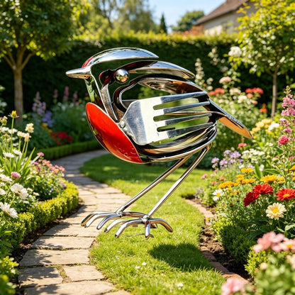 Bring Good Fortune and Beauty into Your Home with the Robin Scrap Metal Art Sculpture 🕊️✨