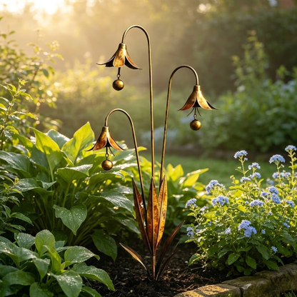 🔔 Enchanting Blue Bellflower Garden Stakes – Add Charm & Gentle Melody to Your Outdoor Space