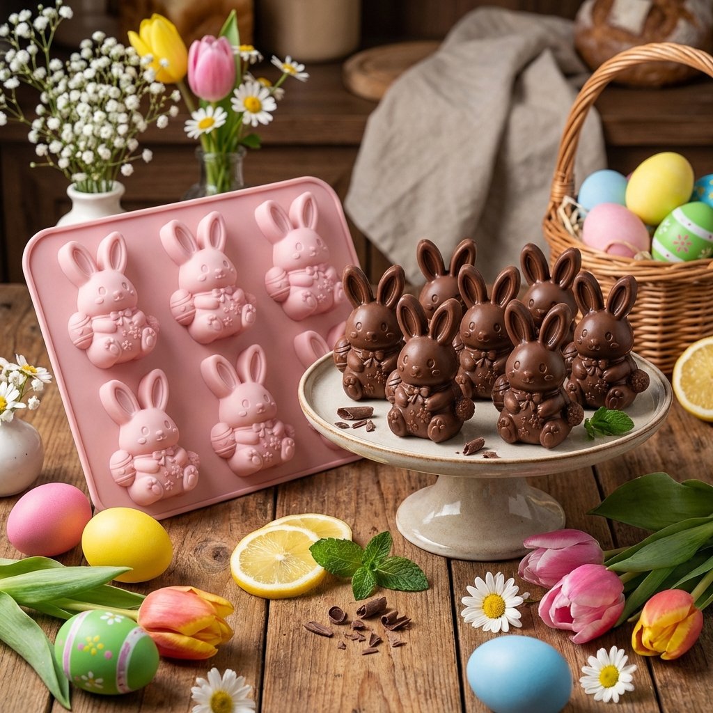 🐰Cute Easter Bunny Silicone Mold – 6-Cavity 3D Ice Cube & Dessert Mold🧊