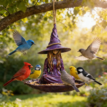 🧙‍♀️ Handcrafted Meditating Witch Garden Bird Feeder