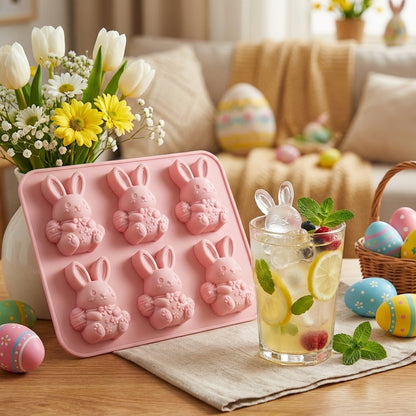 🐰Cute Easter Bunny Silicone Mold – 6-Cavity 3D Ice Cube & Dessert Mold🧊
