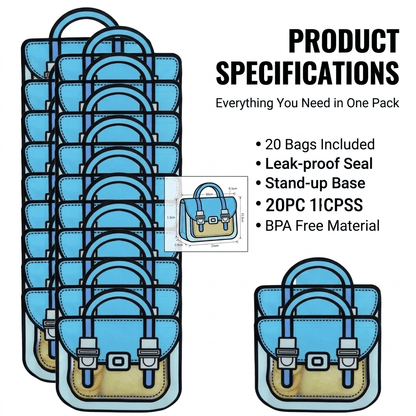 🛍️20-Pack Reusable Backpack Goody Bags | Smell-Proof Stand-Up Treat Pouches : Multi-Color Snack & Stationery Organizer for Kids Parties ✨