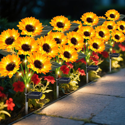 🌻Upgraded Realistic Nighttime Glow Waterproof Solar Powered LED Sunflower Garden Lights