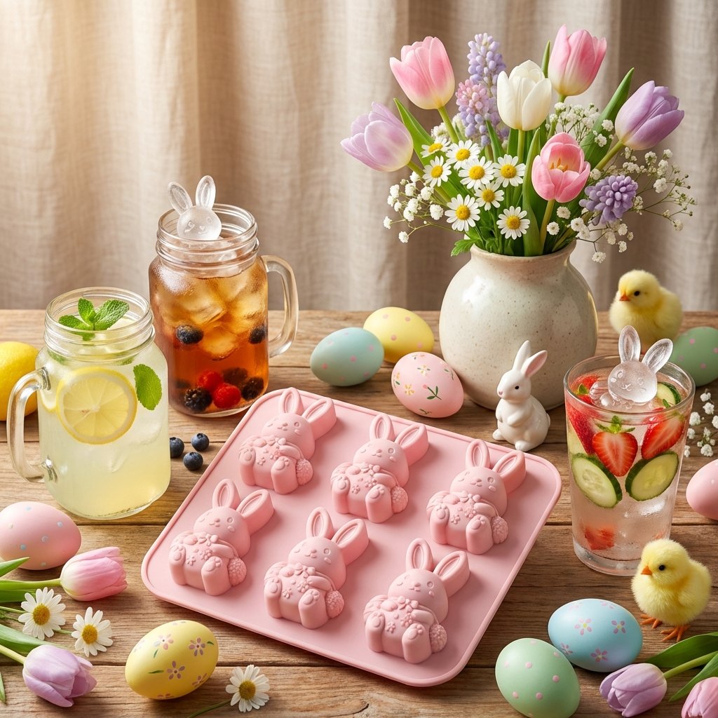 🐰Cute Easter Bunny Silicone Mold – 6-Cavity 3D Ice Cube & Dessert Mold🧊