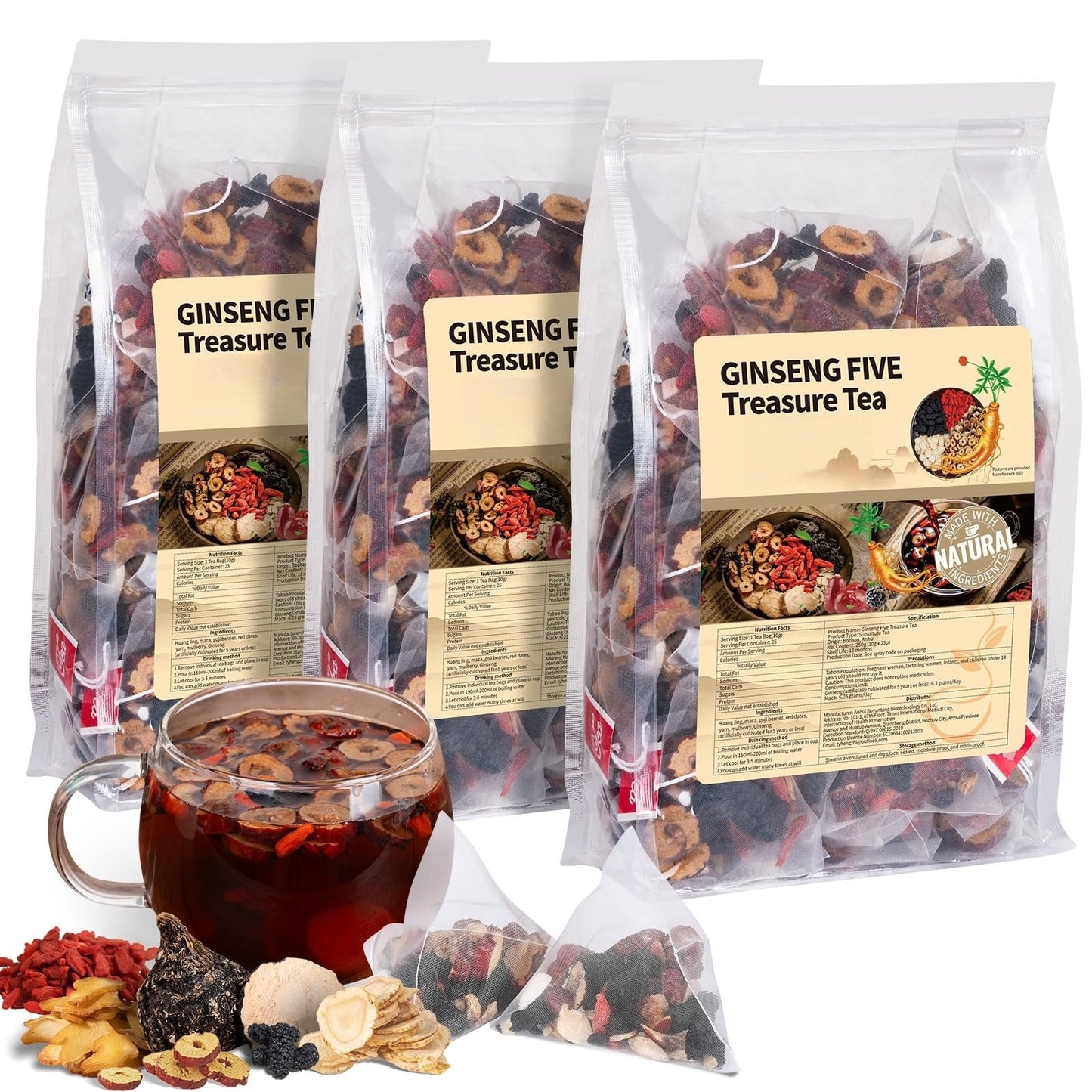 KIDNEY TEA FORMULA GINSENG - FIVE TREASURE TEA :Good for health, improves kidney conditions and function better