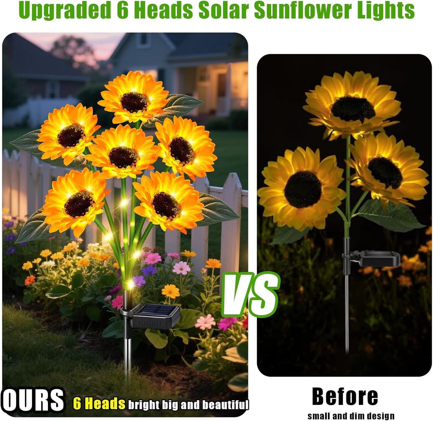 🌻Upgraded Realistic Nighttime Glow Waterproof Solar Powered LED Sunflower Garden Lights