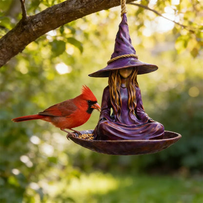 🧙‍♀️ Handcrafted Meditating Witch Garden Bird Feeder