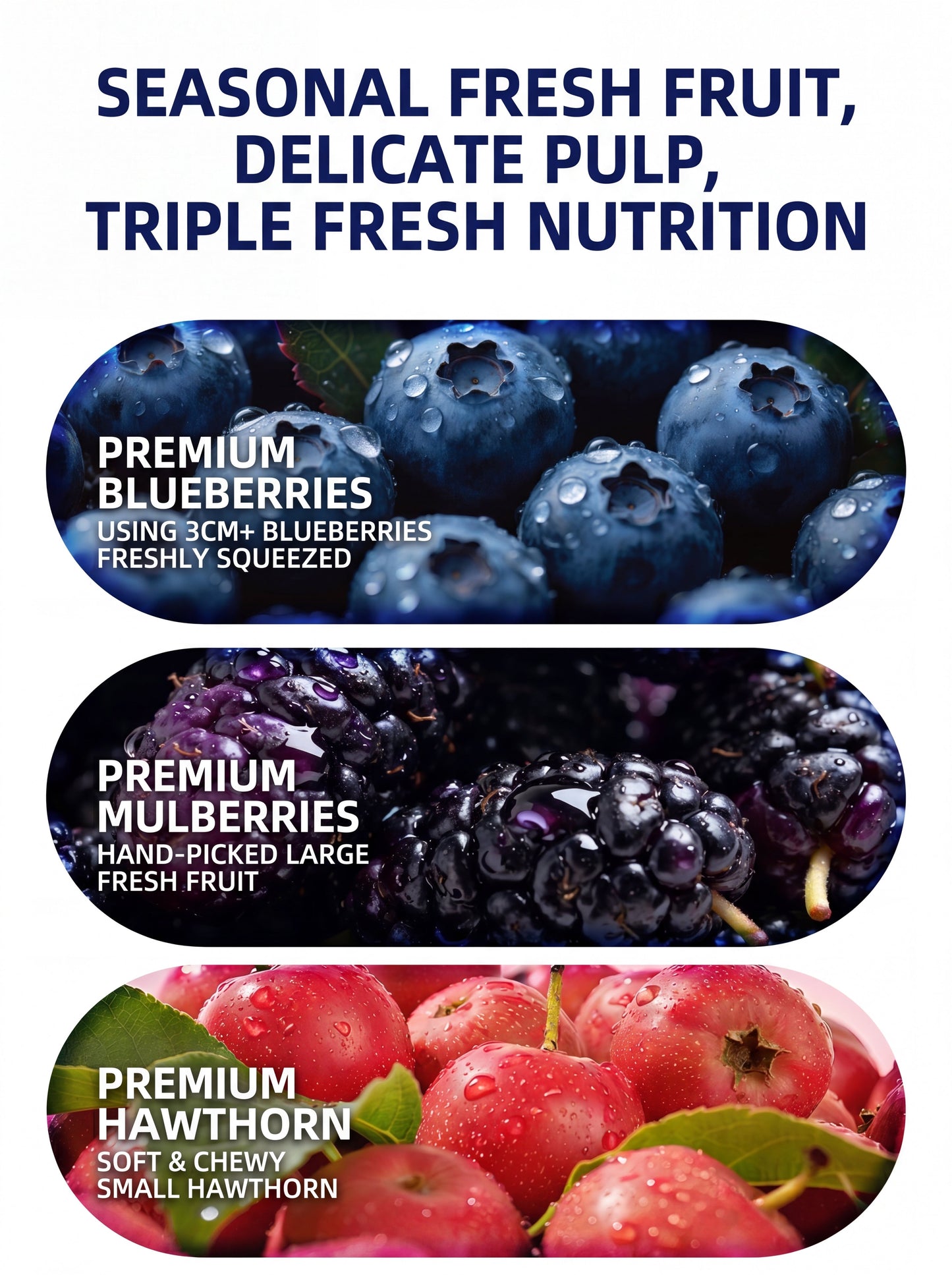 🌿Pure natural 🫐blueberry and 🍇mulberry stuffed 🍒hawthorn slices