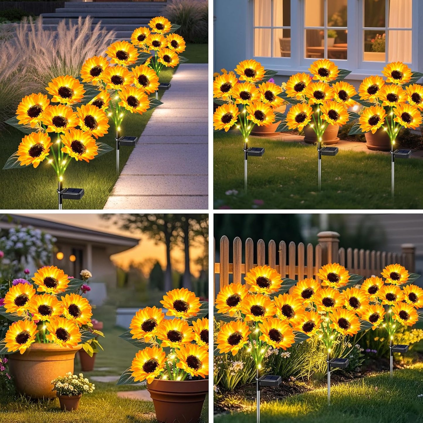🌻Upgraded Realistic Nighttime Glow Waterproof Solar Powered LED Sunflower Garden Lights