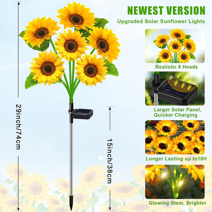 🌻Upgraded Realistic Nighttime Glow Waterproof Solar Powered LED Sunflower Garden Lights