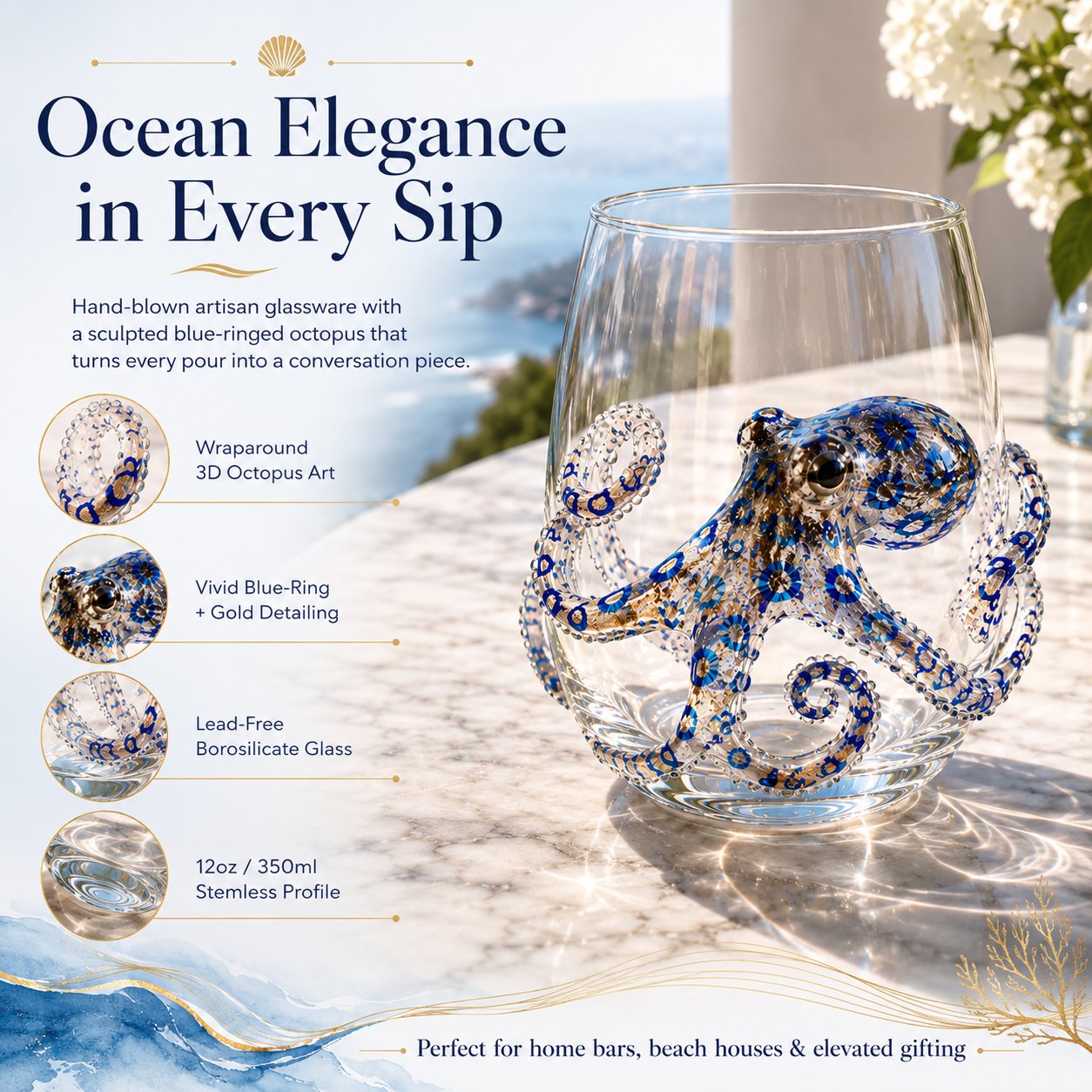 🔥 Last Day 66% OFF – 🌊 3D Ocean Animal Artisan Glassware Collection