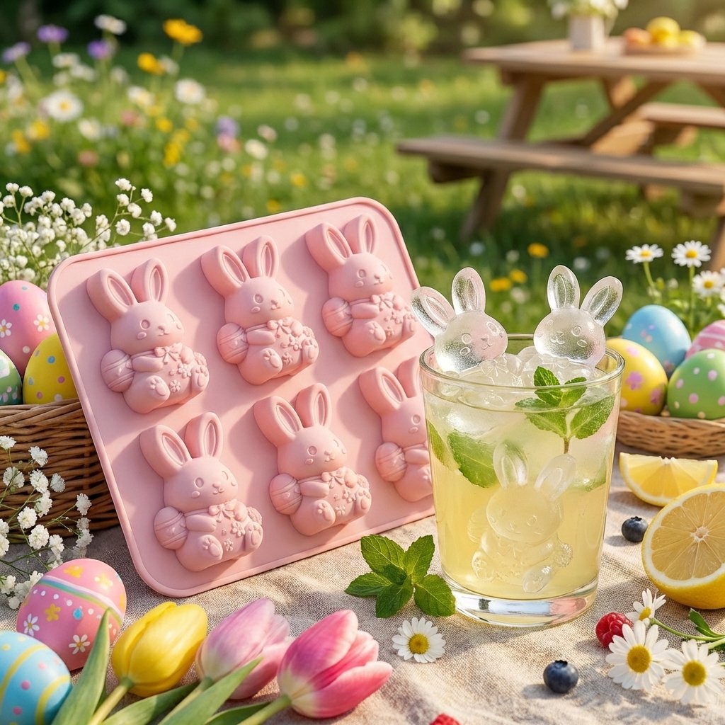 🐰Cute Easter Bunny Silicone Mold – 6-Cavity 3D Ice Cube & Dessert Mold🧊
