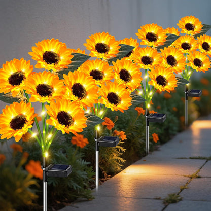🌻Upgraded Realistic Nighttime Glow Waterproof Solar Powered LED Sunflower Garden Lights
