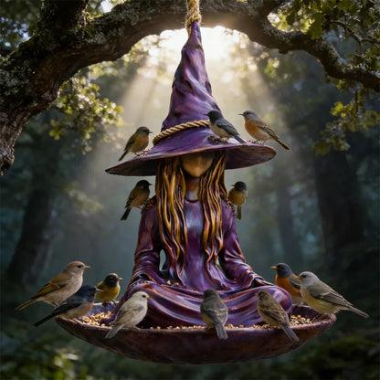 🧙‍♀️ Handcrafted Meditating Witch Garden Bird Feeder