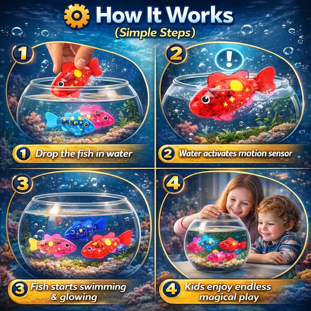 🐟LED Swimming Robot Fish Toy-4 Pack
