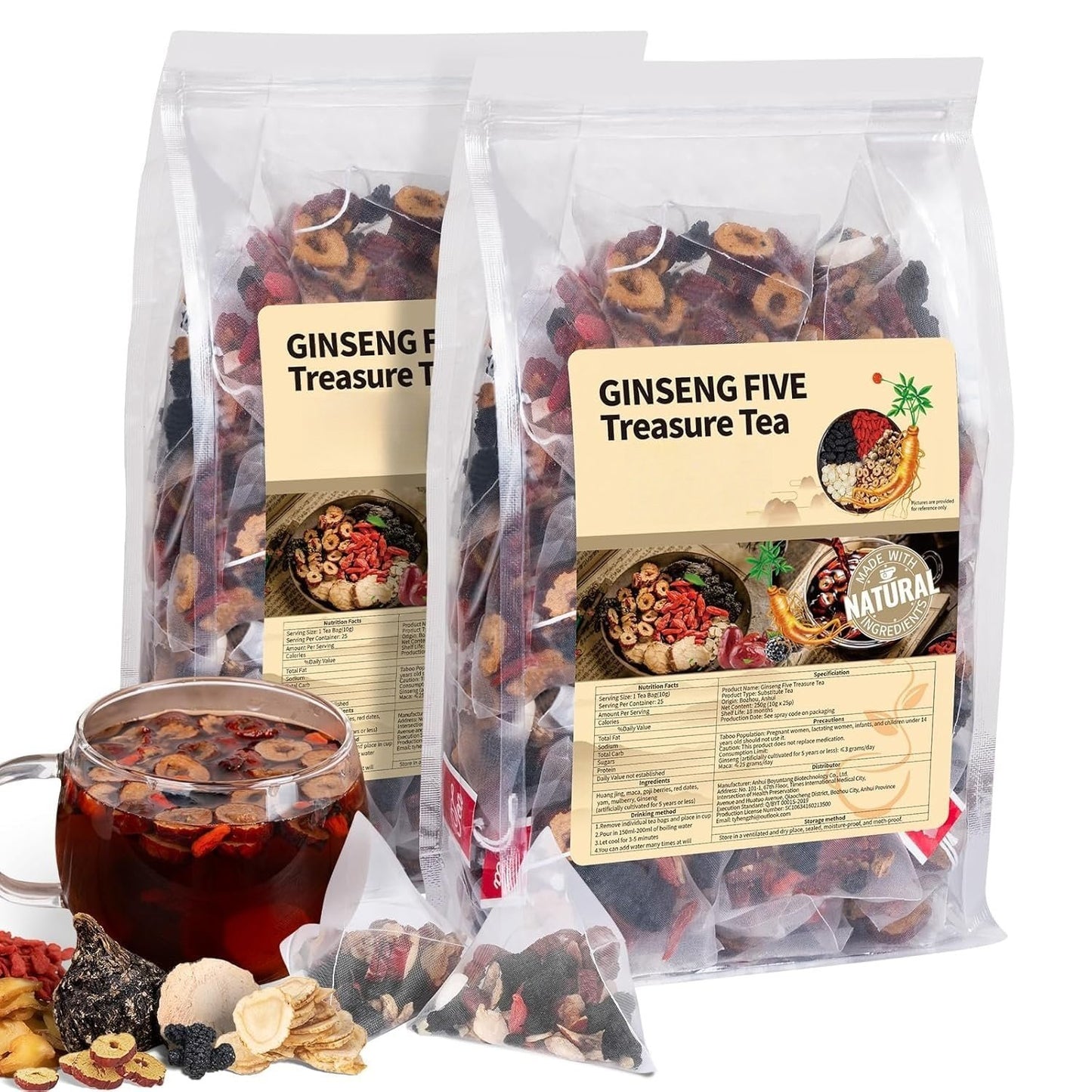 KIDNEY TEA FORMULA GINSENG - FIVE TREASURE TEA :Good for health, improves kidney conditions and function better