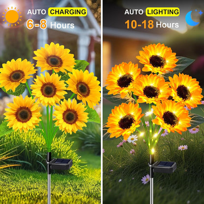 🌻Upgraded Realistic Nighttime Glow Waterproof Solar Powered LED Sunflower Garden Lights