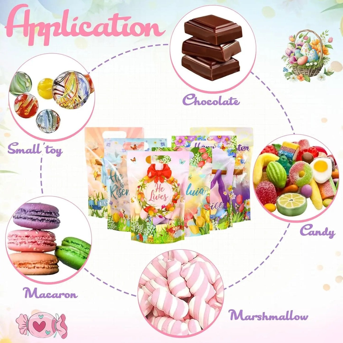 ✝️🎁60 Pcs Religious Easter Gift Bags with He Is Risen Cross Pattern Candy Treat Bulk Bags for Christians