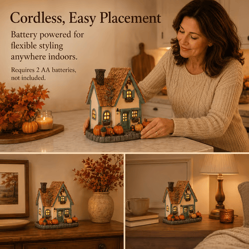 🍂Vintage Light Up Pumpkin Cottage Halloween Ornament-Huihui