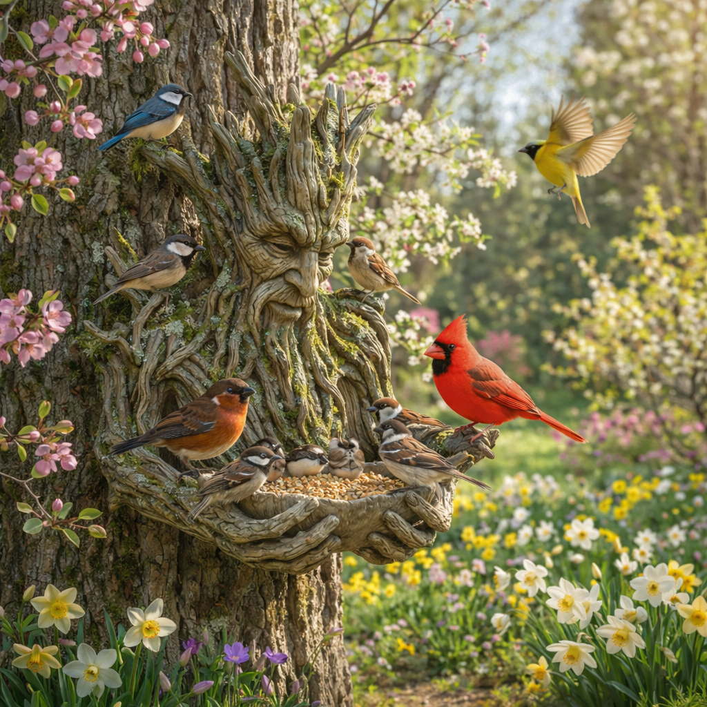🌸The Quiet Offering A Tree-Integrated Bird Feeding Sculpture