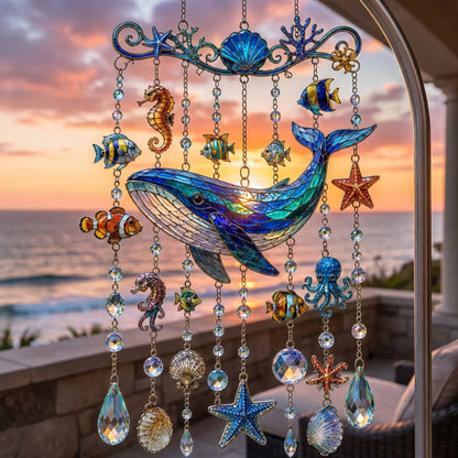 🐋 Ocean-Themed Crystal Wind Chime – Bring the Ocean Glow to Your Garden-Huihui