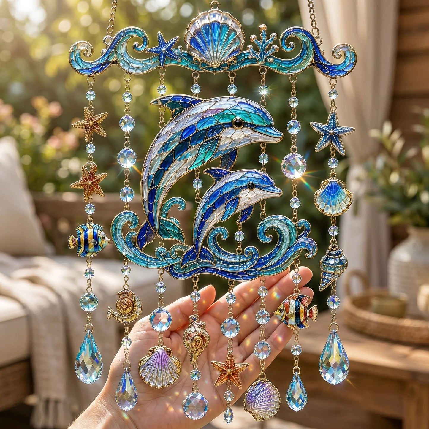 🐋 Ocean-Themed Crystal Wind Chime – Bring the Ocean Glow to Your Garden-Huihui