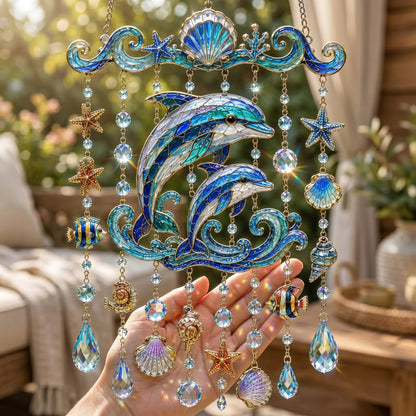 🐋 Ocean-Themed Crystal Wind Chime – Bring the Ocean Glow to Your Garden-Huihui
