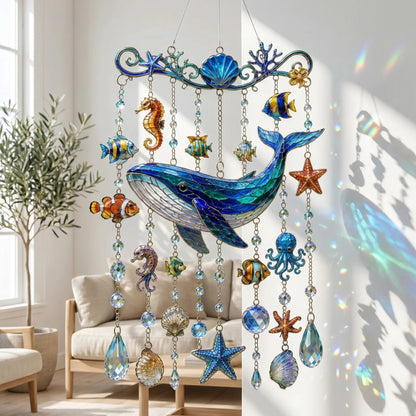 🐋 Ocean-Themed Crystal Wind Chime – Bring the Ocean Glow to Your Garden-Huihui