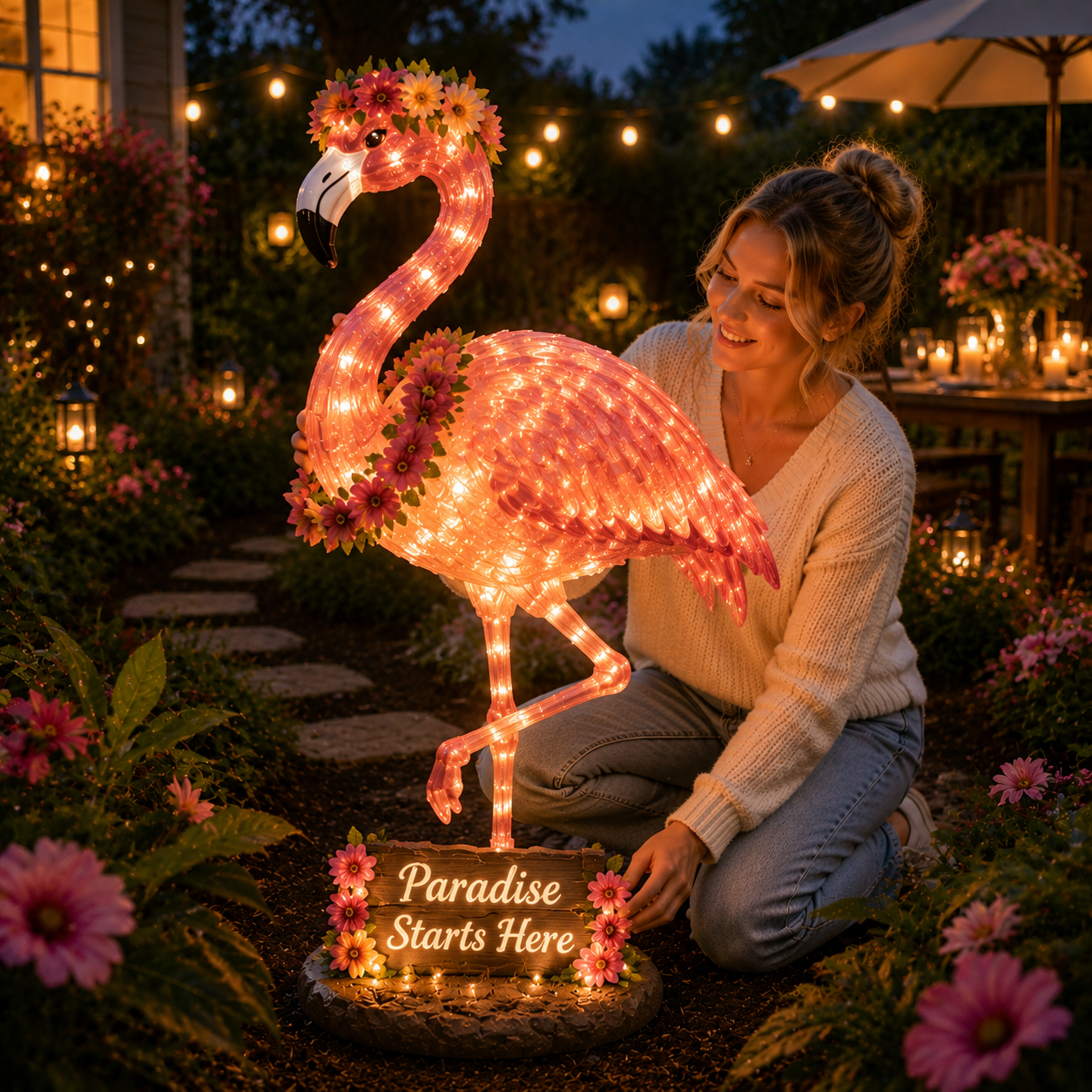🦩✨ Flamingo Glow Garden Sculpture ✨🦩  🌿💡 Bring Your Garden to Life with Magical Glow 💡🌿