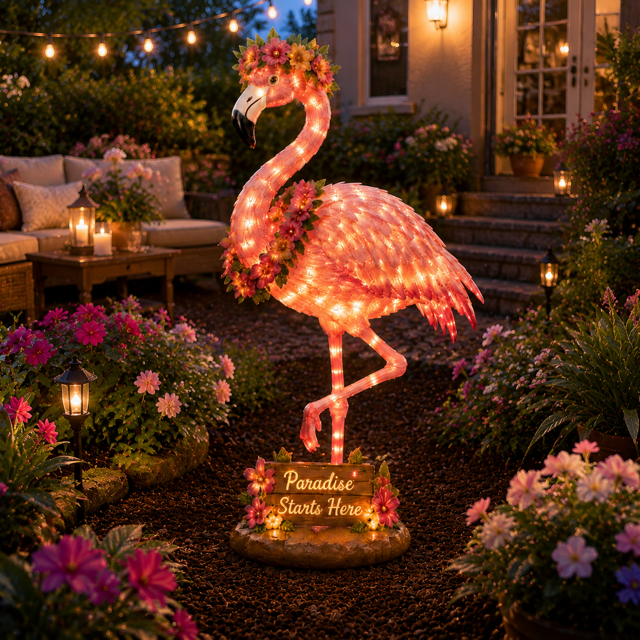 🦩✨ Flamingo Glow Garden Sculpture ✨🦩  🌿💡 Bring Your Garden to Life with Magical Glow 💡🌿