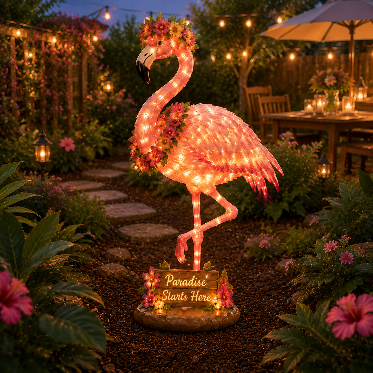 🦩✨ Flamingo Glow Garden Sculpture ✨🦩  🌿💡 Bring Your Garden to Life with Magical Glow 💡🌿