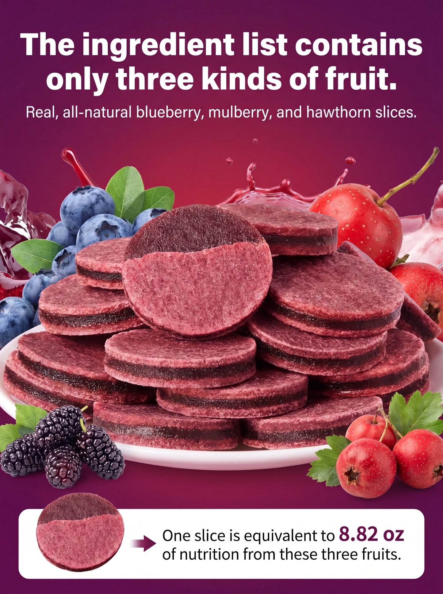 🌿Pure natural 🫐blueberry and 🍇mulberry stuffed 🍒hawthorn slices