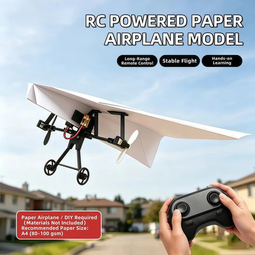 Hotfree Power-Up RC Paper Airplane Kit ✈️⚡ with Gyro Stabilizer – DIY Electric Remote Control Plane  Dual Propellers 🔄 | Lightweight 🪶 | Foldable Design 📦 | STEM Fun 🧠