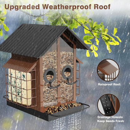 🐦 Outdoor Bird Feeder with Dual Suet Cages