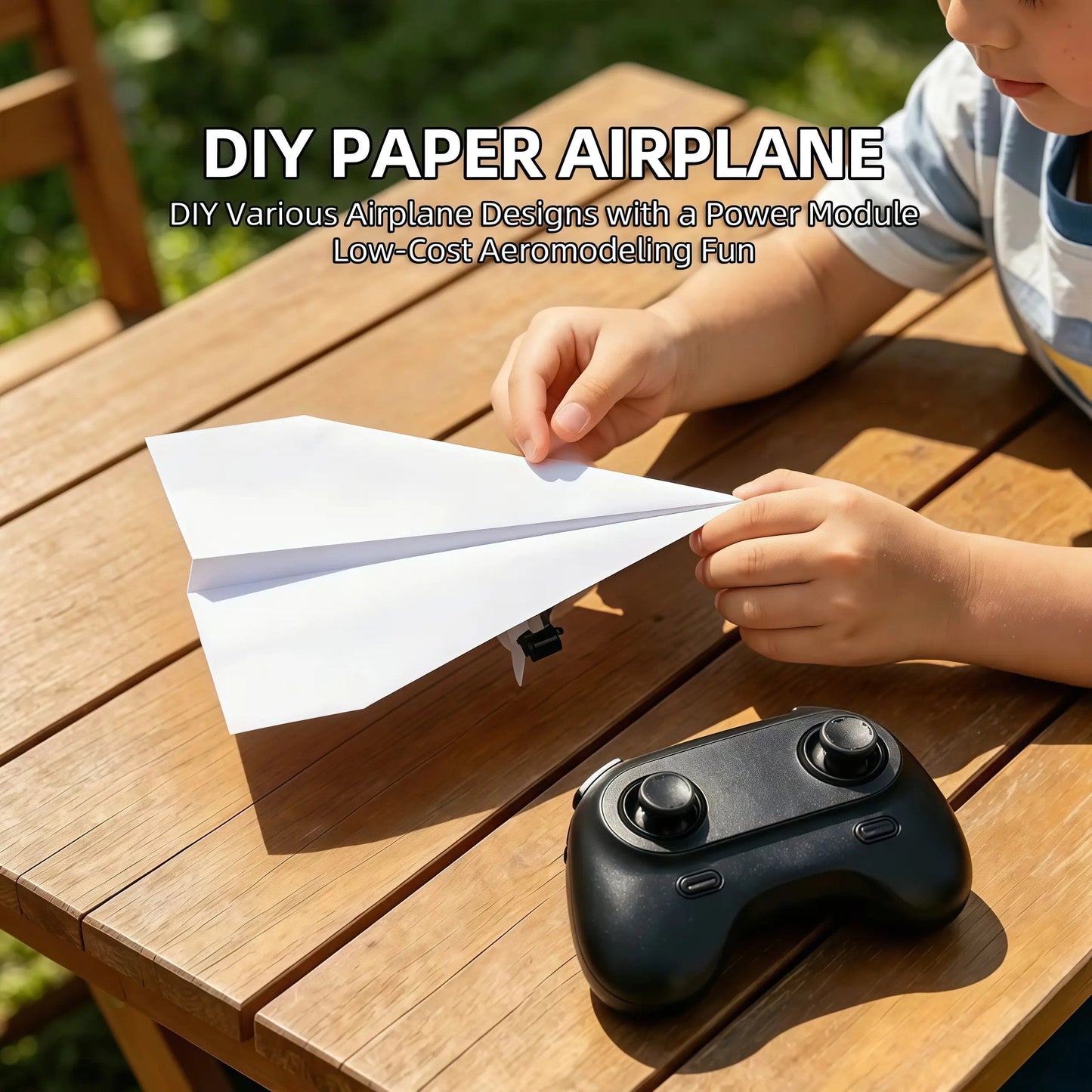 Hotfree Power-Up RC Paper Airplane Kit ✈️⚡ with Gyro Stabilizer – DIY Electric Remote Control Plane  Dual Propellers 🔄 | Lightweight 🪶 | Foldable Design 📦 | STEM Fun 🧠