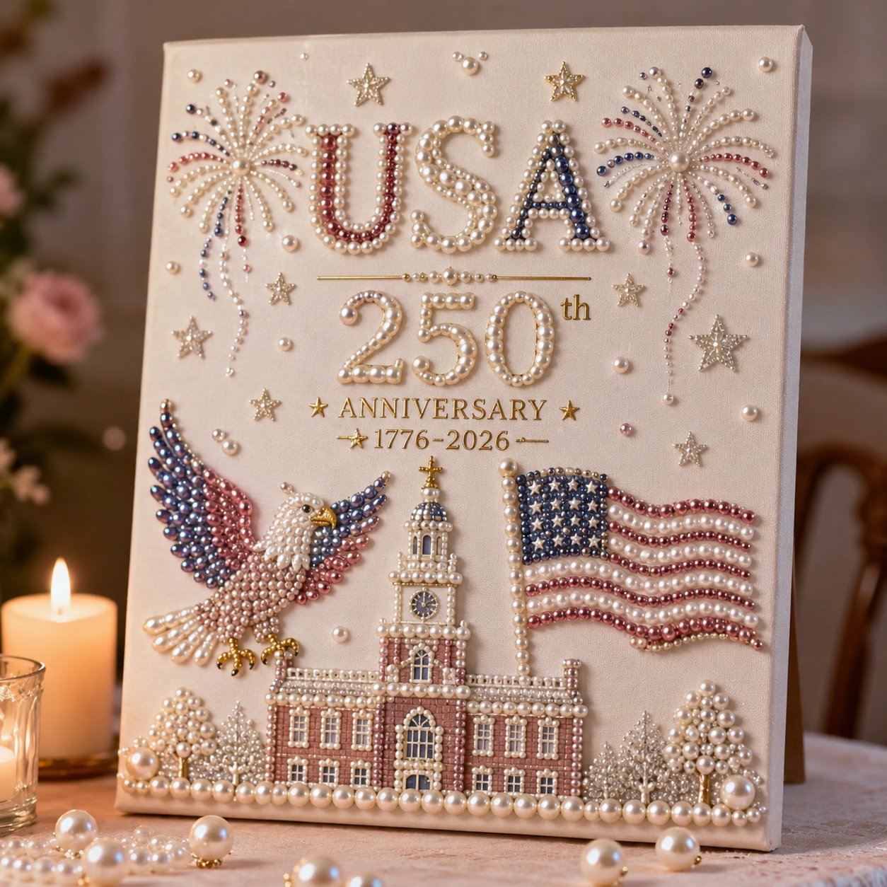 🔥Limited Edition, Only 100 Sets Left! - 🇺🇸 USA 250th Anniversary DIY Pearl Painting Kit ✨❤️‍🔥