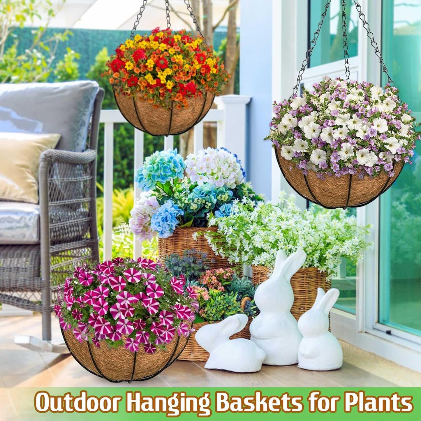 2 Packs Metal Hanging Baskets