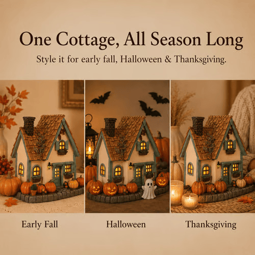 🍂Vintage Light Up Pumpkin Cottage Halloween Ornament-Huihui