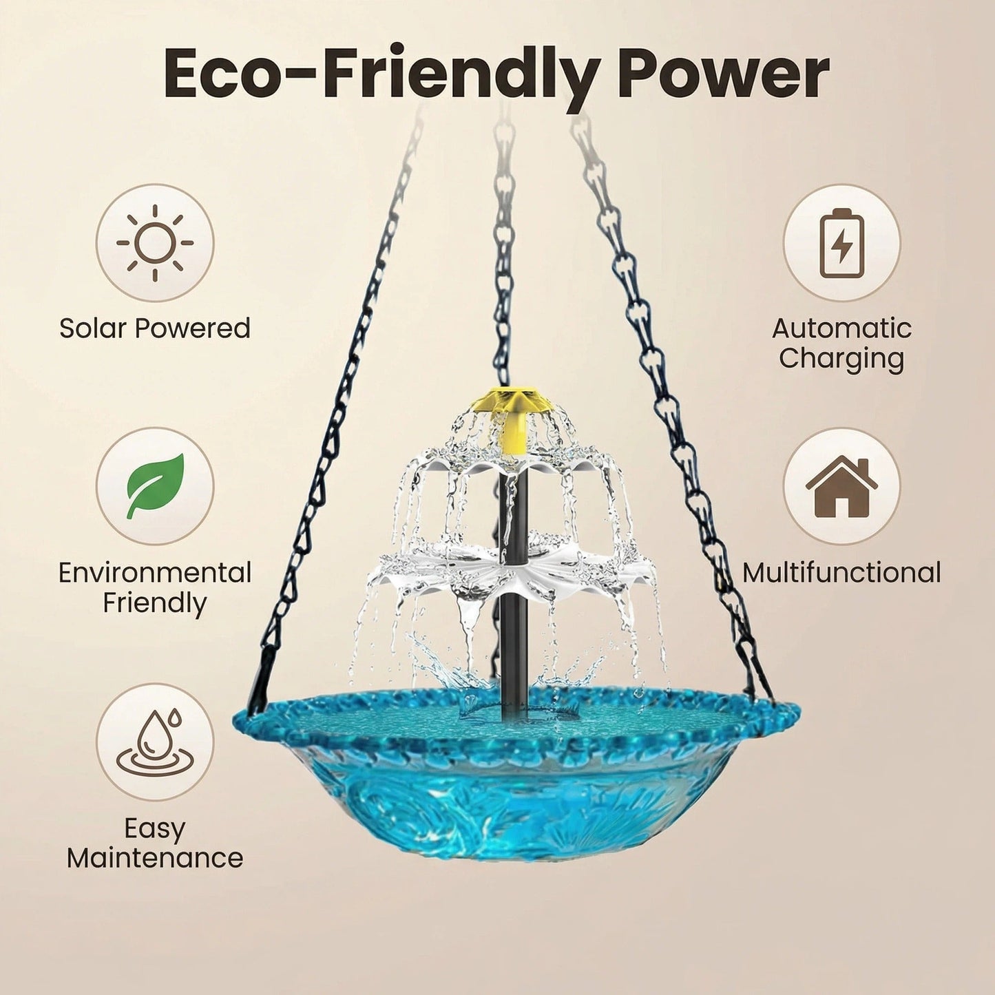 🔥🔥 New Year  70% OFF – Solar Cascade Hanging Bird Bath Fountain | 🚨 Selling Fast!