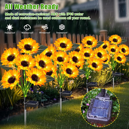 🌻Upgraded Realistic Nighttime Glow Waterproof Solar Powered LED Sunflower Garden Lights